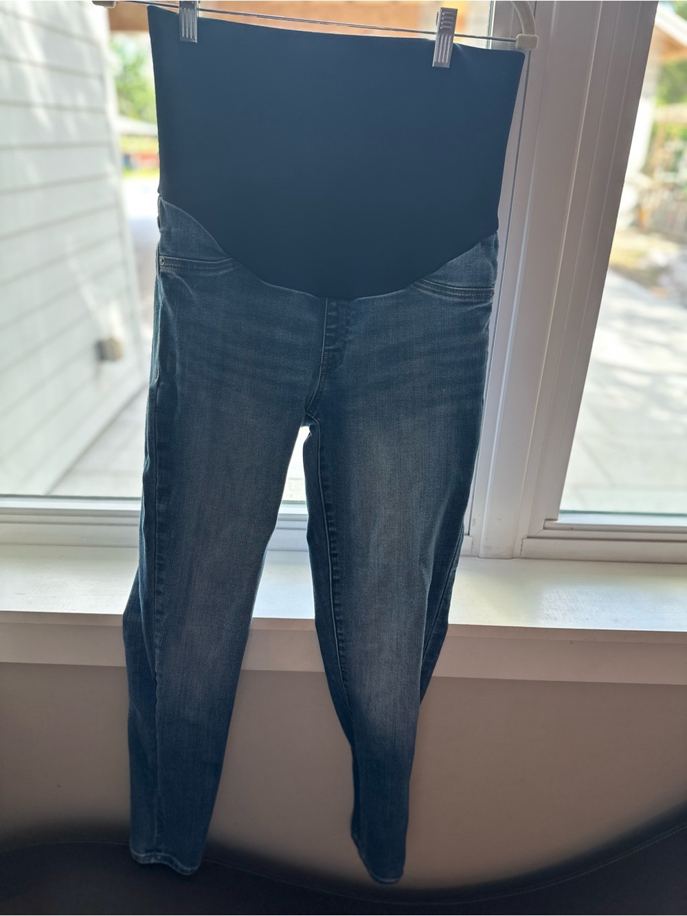 LILA RYAN Dark Blue Maternity Jeggings with Black Overband